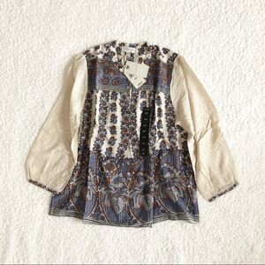 Lucky Brand Fall Rami Mixed Fall Print Top